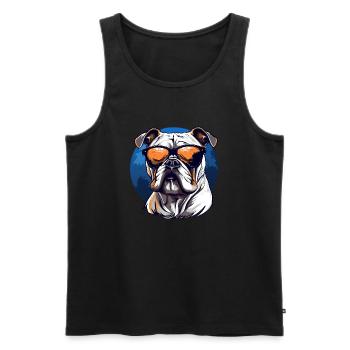 Old english Bulldog mit Sonnenbrille - Männer Premium Bio Tank Top - Schwarz - Vorne - Michal (187cm)