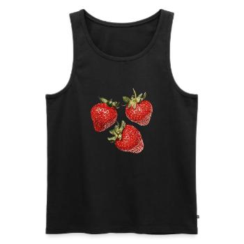 Erdbeeren - Männer Premium Bio Tank Top - Schwarz - Vorne - AI Model Male 178 light (178cm)