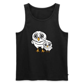 2 Owls Dad Mom Child Baby Family Mother Father - Men's Premium Organic Tank Top - black - Front - AI Model Male 178 light (178cm)
