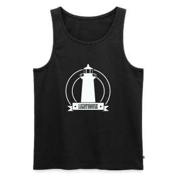 Lighthouse - Men's Premium Organic Tank Top - black - Front - AI Model Male 178 light (178cm)