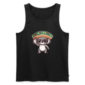 Koala Comic Funny Sombrero - Men's Premium Organic Tank Top - black - Front - Michal (187cm)