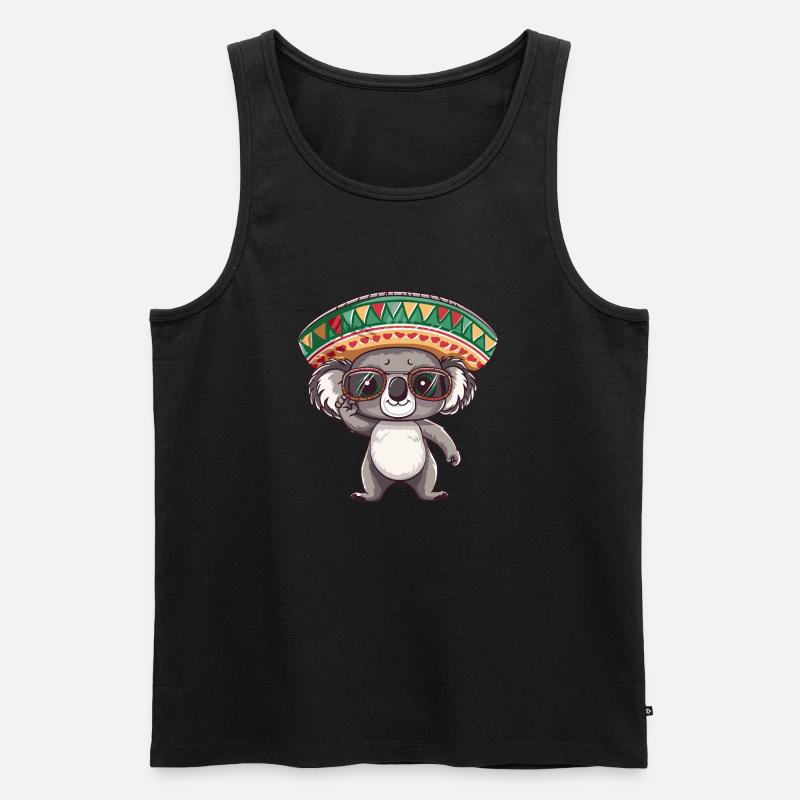Koala Comic Lustig Sombrero - Männer Premium Bio Tank Top - Schwarz