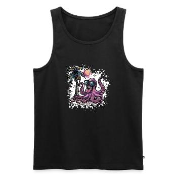 Octopus Vacances d’été - Débardeur bio Premium Homme - noir - Devant - Michal (187cm)