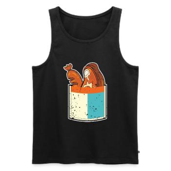 Grillparty Geschenk Fleisch Brusttasche Grillen - Männer Premium Bio Tank Top - Schwarz - Vorne - Michal (187cm)