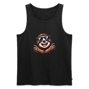 Casual Sloth with Sunglasses Cool Portrait - Men's Premium Organic Tank Top - black - Front - Michal (187cm)