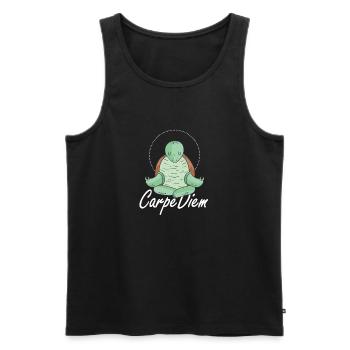 Carpe Diem Utilise le jour De la Tortue Méditation - Débardeur bio Premium Homme - noir - Devant - AI Model Male 178 light (178cm)