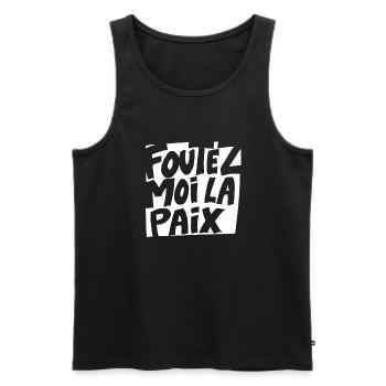 foutez-moi la paix white - Débardeur bio Premium Homme - noir - Devant - Michal (187cm)