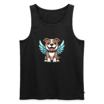 Mignon Pitbull Angel Dessin animé avec des ailes - Débardeur bio Premium Homme - noir - Devant - Michal (187cm)