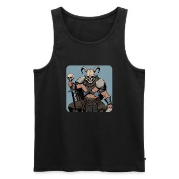 Viking warrior with skull mask and horns - Men's Premium Organic Tank Top - black - Front - Michal (187cm)