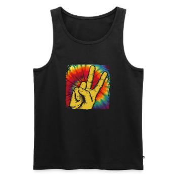 Peace Hippie Festival - Männer Premium Bio Tank Top - Schwarz - Vorne - Michal (187cm)