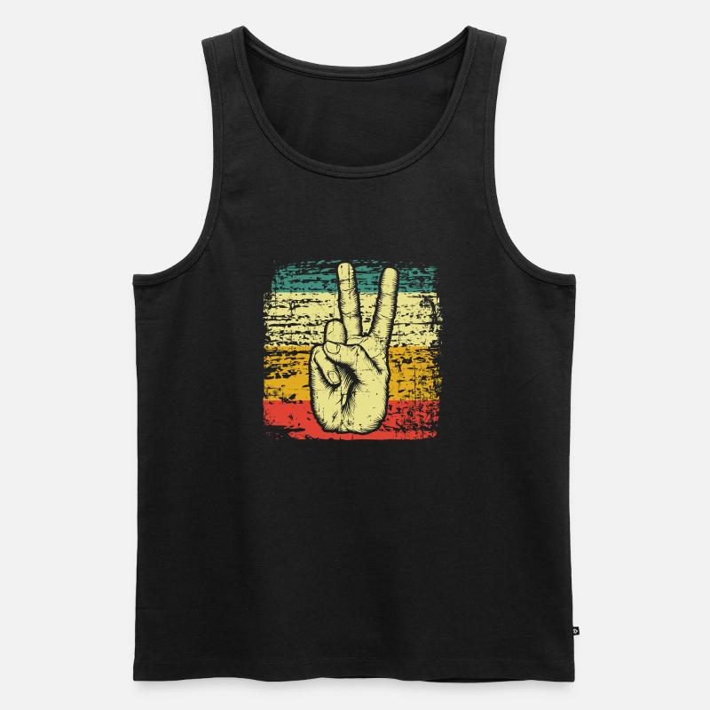 Frieden Friedensbewegung Peace - Männer Premium Bio Tank Top - Schwarz