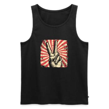 Peace Peace Movement - Men's Premium Organic Tank Top - black - Front - AI Model Male 178 light (178cm)
