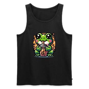 Bubble Tea Grenouille Boba Tea Kawaii Cadeau - Débardeur bio Premium Homme - noir - Devant - Michal (187cm)