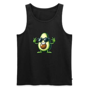 Coole Avocado mit Sonnenbrille Lustiges Design - Männer Premium Bio Tank Top - Schwarz - Vorne - Michal (187cm)