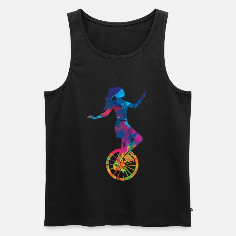 Einrad Geschenk Einradfahrerin Einradfahren Retro - Männer Premium Bio Tank Top - Schwarz