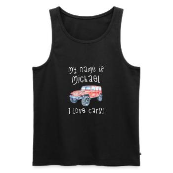 Mein Name Ist Michael. Ich Liebe Autos. Lustiges - Männer Premium Bio Tank Top - Schwarz - Vorne - AI Model Male 178 light (178cm)