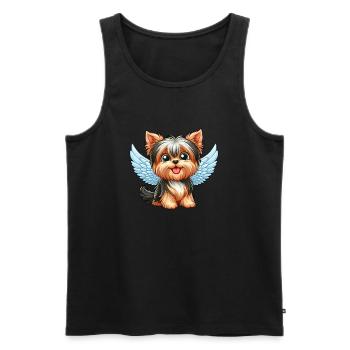 Niedlicher Yorkshire Terrier mit Engelsflügeln - Männer Premium Bio Tank Top - Schwarz - Vorne - Michal (187cm)