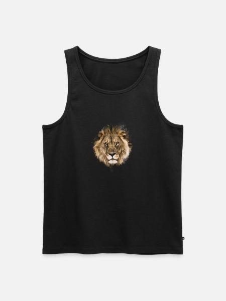 Tinten Löwengesicht - Männer Premium Bio Tank Top - Schwarz