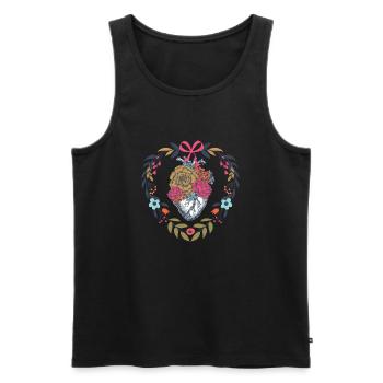 Blumen Herz | Natur Dekoration Blätter Geschenk - Männer Premium Bio Tank Top - Schwarz - Vorne - AI Model Male 178 light (178cm)