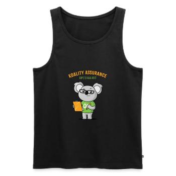 Spécialiste de l’assurance de la qualité des koalas - Débardeur bio Premium Homme - noir - Devant - AI Model Male 178 light (178cm)