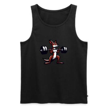 Känguruh Barbell Hantel Gym Fitness Workout - Männer Premium Bio Tank Top - Schwarz - Vorne - AI Model Male 178 light (178cm)