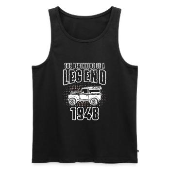 Landy Legend - Men's Premium Organic Tank Top - black - Front - AI Model Male 178 light (178cm)