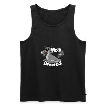 Moin Bensersiel mit Seehund für Strandurlaub - Männer Premium Bio Tank Top - Schwarz - Vorne - Michal (187cm)