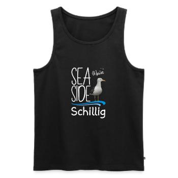 Schillig North Sea Moin Island Schillig Sea Side Seagull - Men's Premium Organic Tank Top - black - Front - AI Model Male 178 light (178cm)