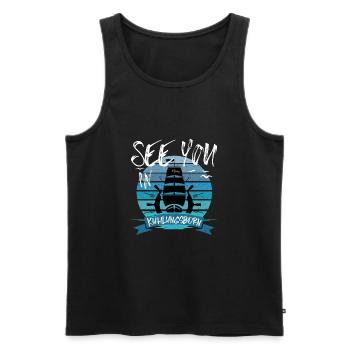 Kühlungsborn bateau Baltique côte île bateau - Débardeur bio Premium Homme - noir - Devant - Michal (187cm)