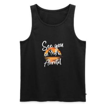 Ahrntal Snowboarding Hiking and skiing - Men's Premium Organic Tank Top - black - Front - Michal (187cm)