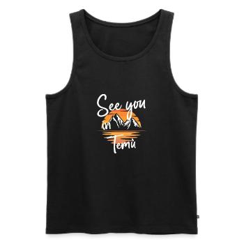 Temù Snowboarding Hiking and skiing - Men's Premium Organic Tank Top - black - Front - Michal (187cm)