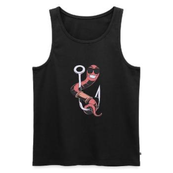 Angler hook with a worm bait fishing rod for - Men's Premium Organic Tank Top - black - Front - AI Model Male 178 light (178cm)