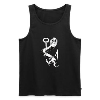 Angler heels with a worm bait fishing rod for - Men's Premium Organic Tank Top - black - Front - AI Model Male 178 light (178cm)