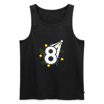 8 ans 8ème anniversaire fête numéro 8 - Débardeur bio Premium Homme - noir - Devant - AI Model Male 178 light (178cm)