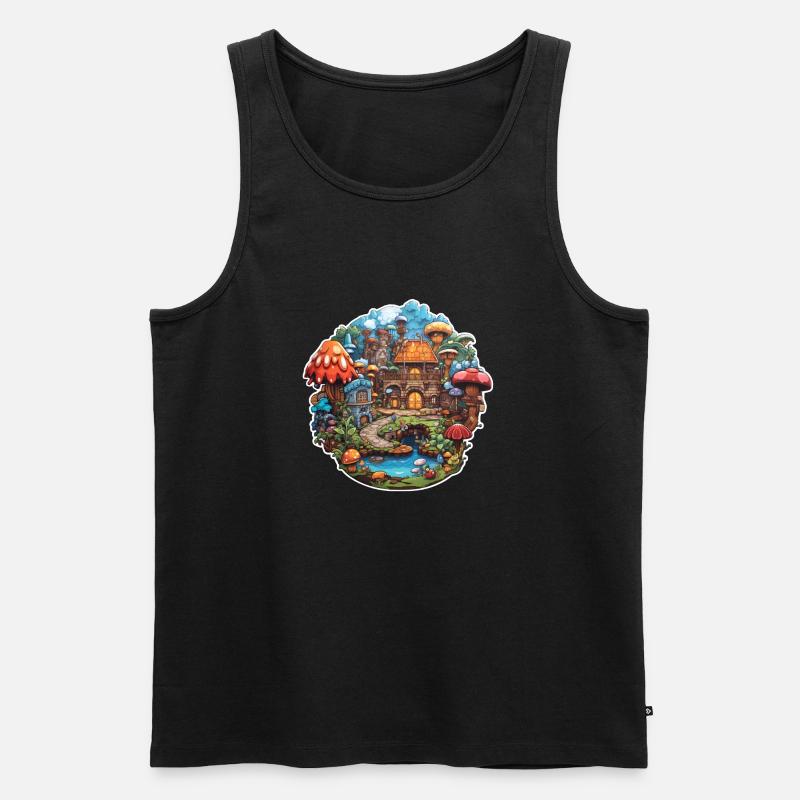 Kinder Märchen Pilzdorf - Männer Premium Bio Tank Top - Schwarz