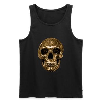 Skull,metallic,sequins,rivets,gold - Men's Premium Organic Tank Top - black - Front - AI Model Male 178 light (178cm)