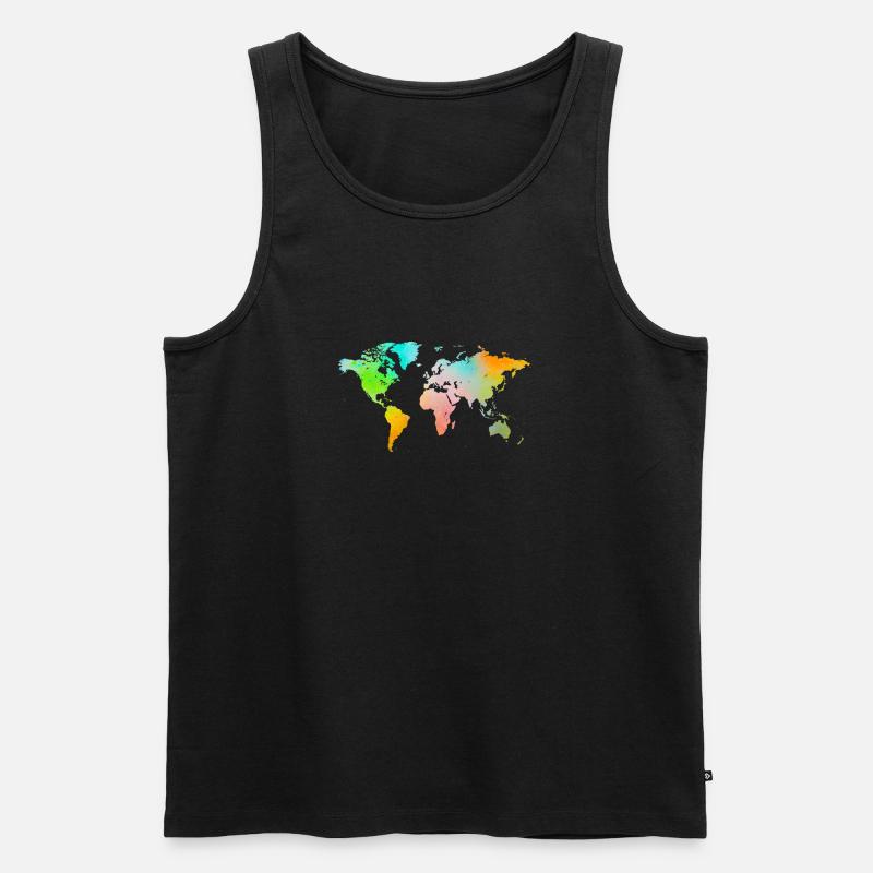 Spray Paint World Map - Men's Premium Organic Tank Top - black