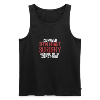 Funny Open Heart Surgery Shirt - Men's Premium Organic Tank Top - black - Front - Michal (187cm)
