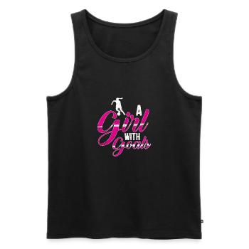 T-shirt de football fille - Débardeur bio Premium Homme - noir - Devant - AI Model Male 178 light (178cm)