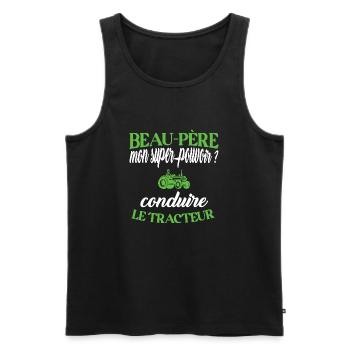 Beau-père t-shirt agriculteur tracteur humour - Débardeur bio Premium Homme - noir - Devant - Michal (187cm)