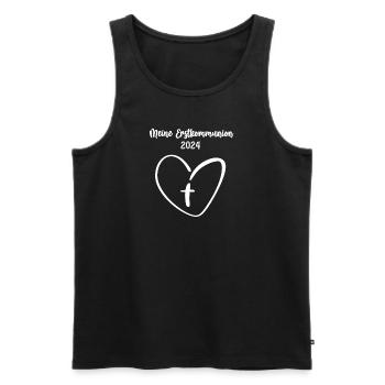 Kommunion 2024 Kreuz Herz Sakrament Erstkommunion - Männer Premium Bio Tank Top - Schwarz - Vorne - AI Model Male 178 light (178cm)