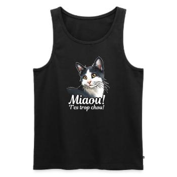 Chat noir et blanc Miaou - Débardeur bio Premium Homme - noir - Devant - Michal (187cm)