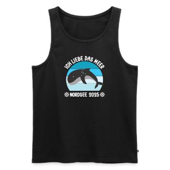 Nordsee Urlaub 2025 Ich liebe das Meer Wale - Männer Premium Bio Tank Top - Schwarz - Vorne - Michal (187cm)