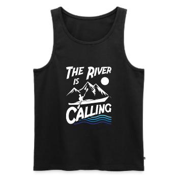 The River is Calling - Men's Premium Organic Tank Top - black - Front - AI Model Male 178 light (178cm)