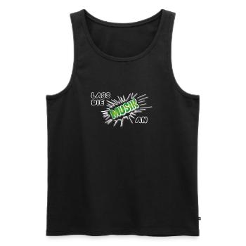 Pow Leave the music on - green on dark - Men's Premium Organic Tank Top - black - Front - Michal (187cm)