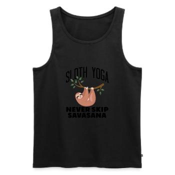 Sloth Yoga Never Skip Savasana - Men's Premium Organic Tank Top - black - Front - Michal (187cm)