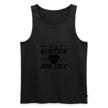 C'est une belle journée pour sauver des vies Docteur Infirmière - Débardeur bio Premium Homme - noir - Devant - Michal (187cm)