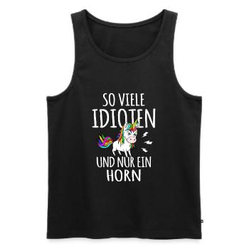 Einhorn lustig Ich hasse dumme Menschen Idiot dumm - Männer Premium Bio Tank Top - Schwarz - Vorne - AI Model Male 178 light (178cm)