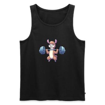 Strong Llama Alpaca Dumbbell Weight Workout - Men's Premium Organic Tank Top - black - Front - AI Model Male 178 light (178cm)
