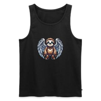 Mignon paresseux ange dessin animé avec des ailes - Débardeur bio Premium Homme - noir - Devant - Michal (187cm)